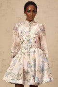 Rylan Mini Dress Light Pink Floral Belted Flounce