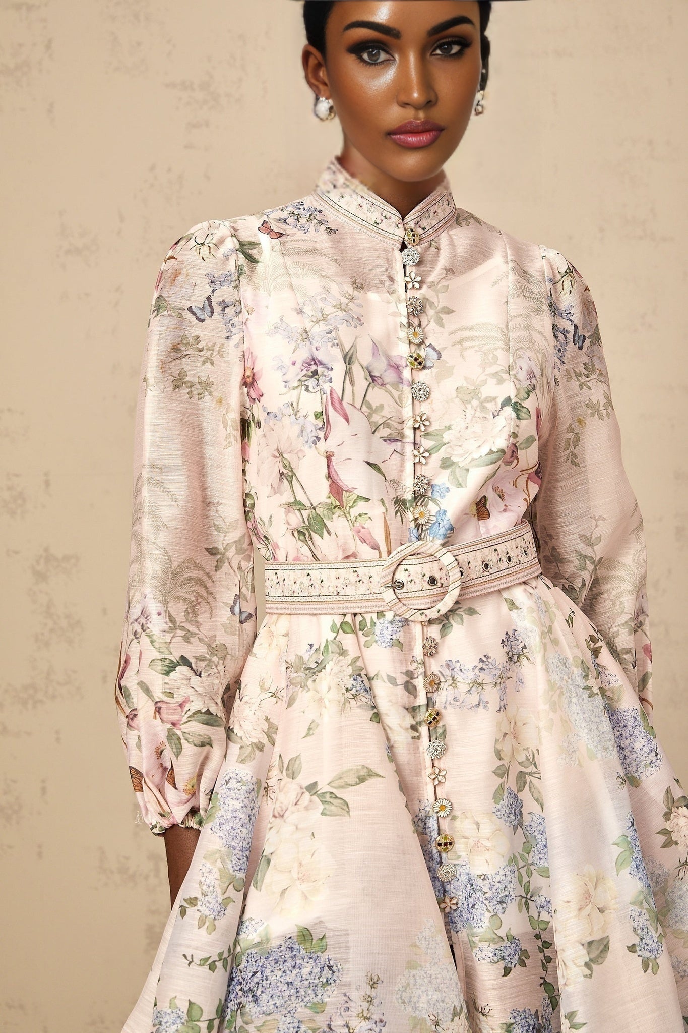 Rylan Mini Dress Light Pink Floral Belted Flounce