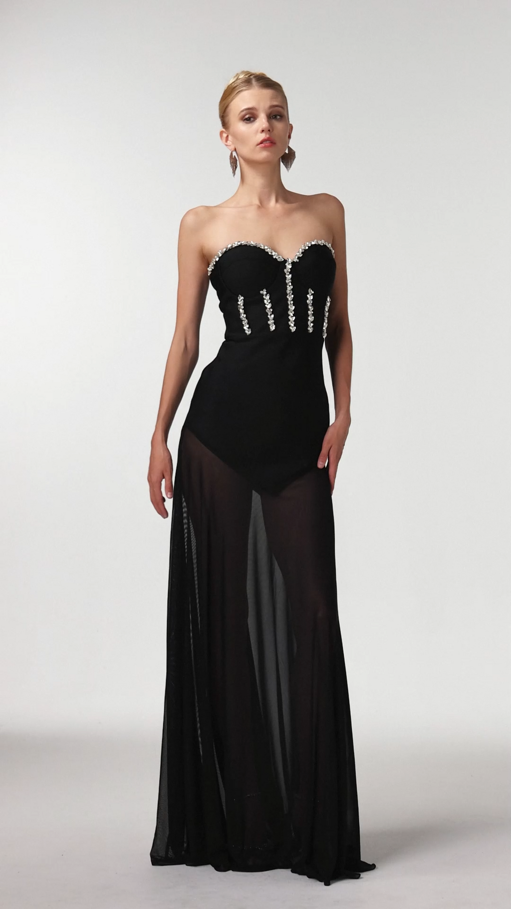 Rylee Black Rhinestone Maxi Dress