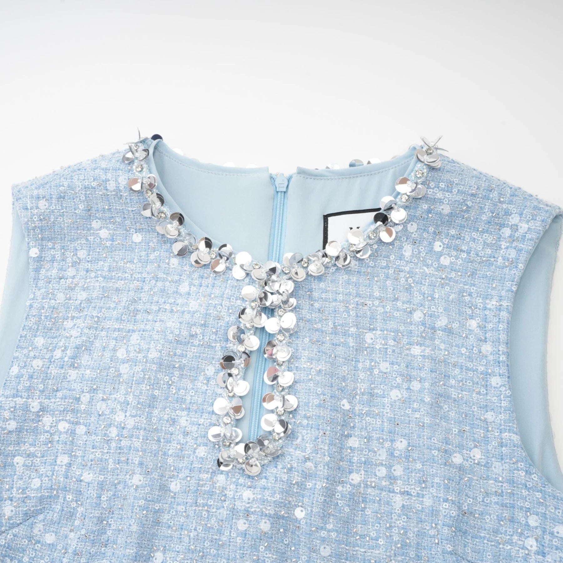 Rylee Mini Dress Blue Tweed Sequin Embellished