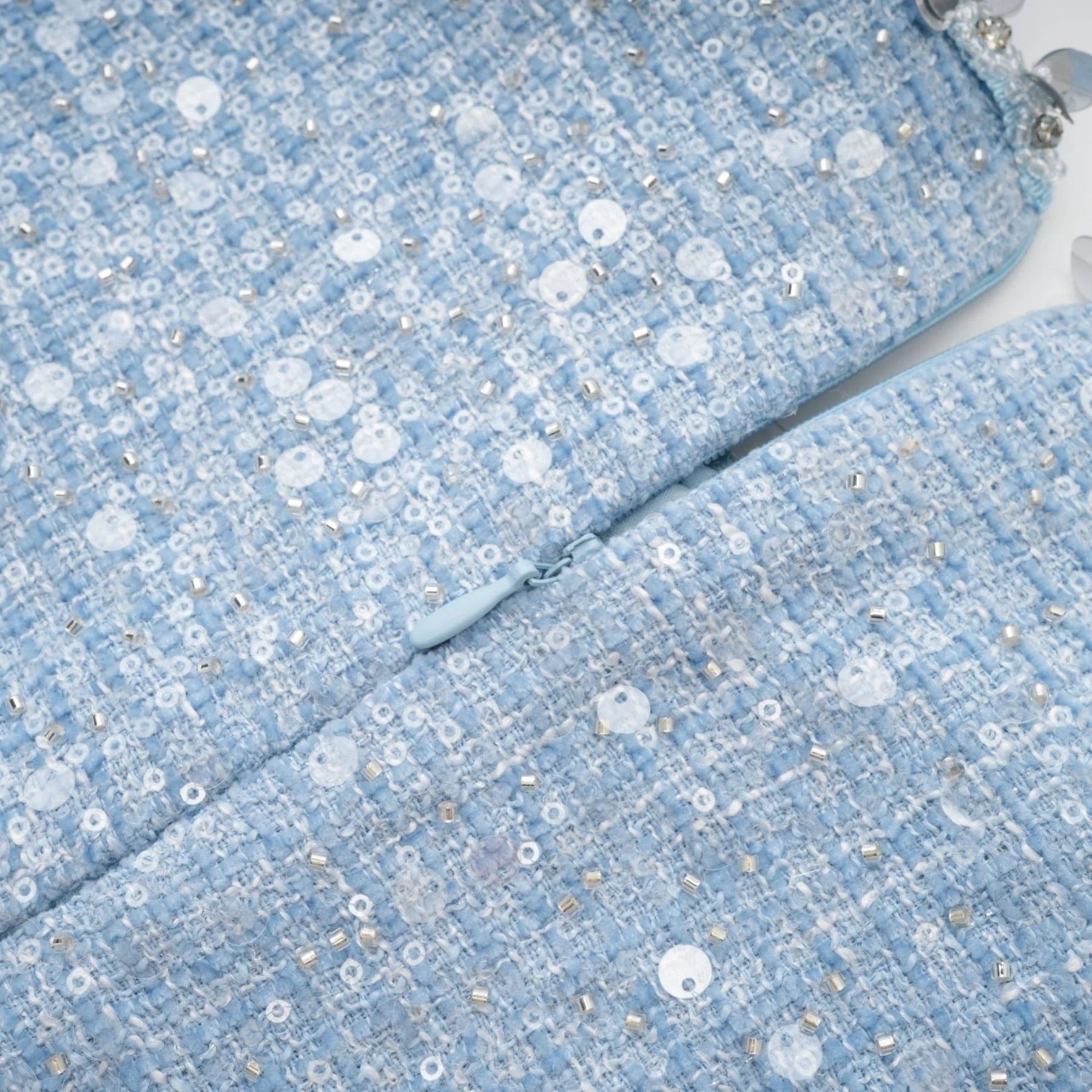 Rylee Mini Dress Blue Tweed Sequin Embellished