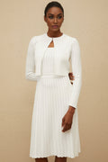 Sabina Cropped Cardigan - Ribbed Knit - Front Hook Fastening - Round Neck - Long Sleeves