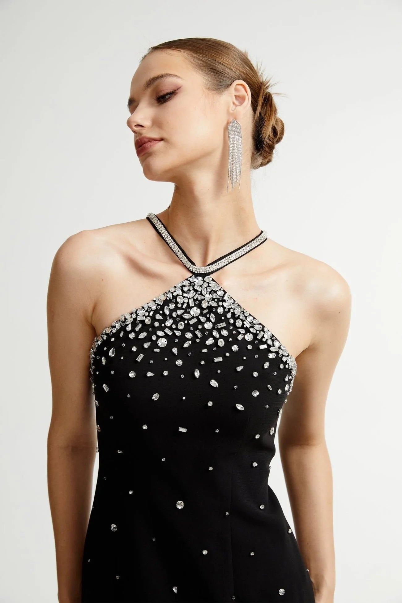 Sabina Embellished Choker Mini Dress