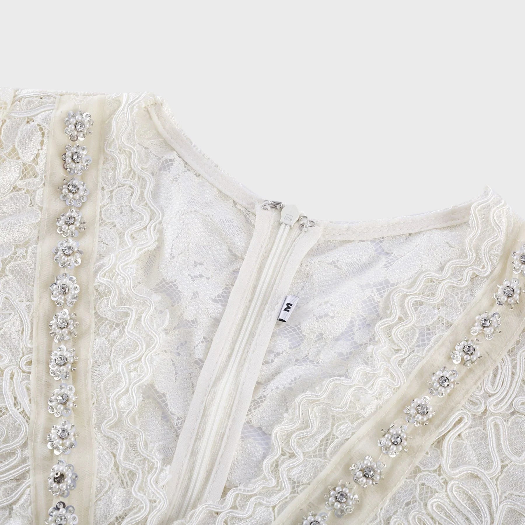 Sabrina Midi Dress White Crystal Embellished