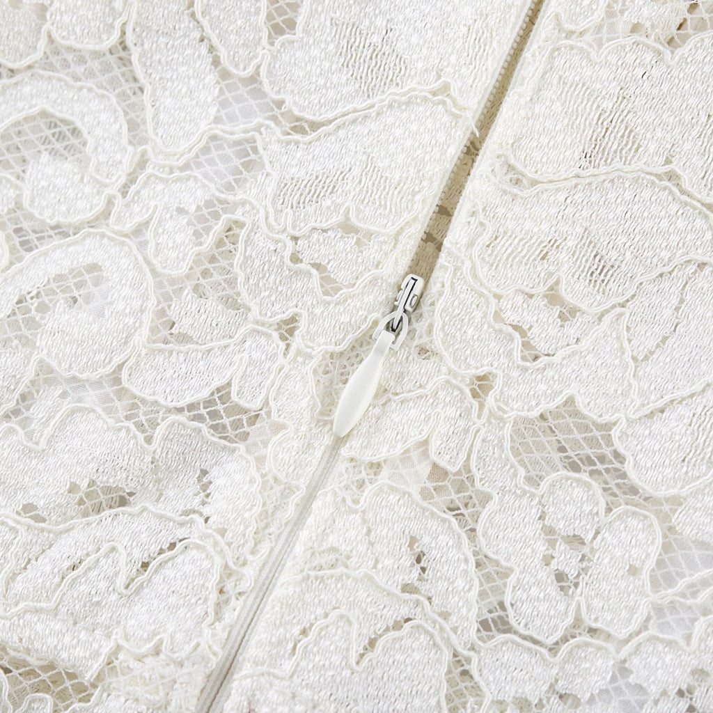 Sabrina Midi Dress White Crystal Embellished