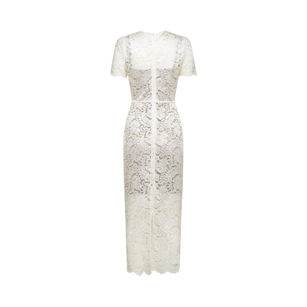 Sabrina Midi Dress White Crystal Embellished