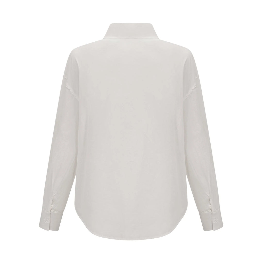 Sabrina Shirt White Floral 3D Cut Out Embellishment & Button Closure