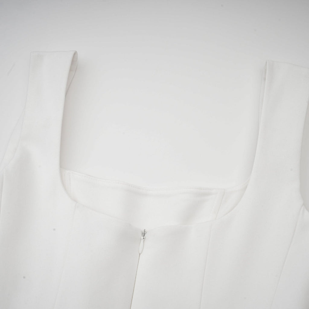 Sadie White Ankle - Length Corset Dress With Square Neckline