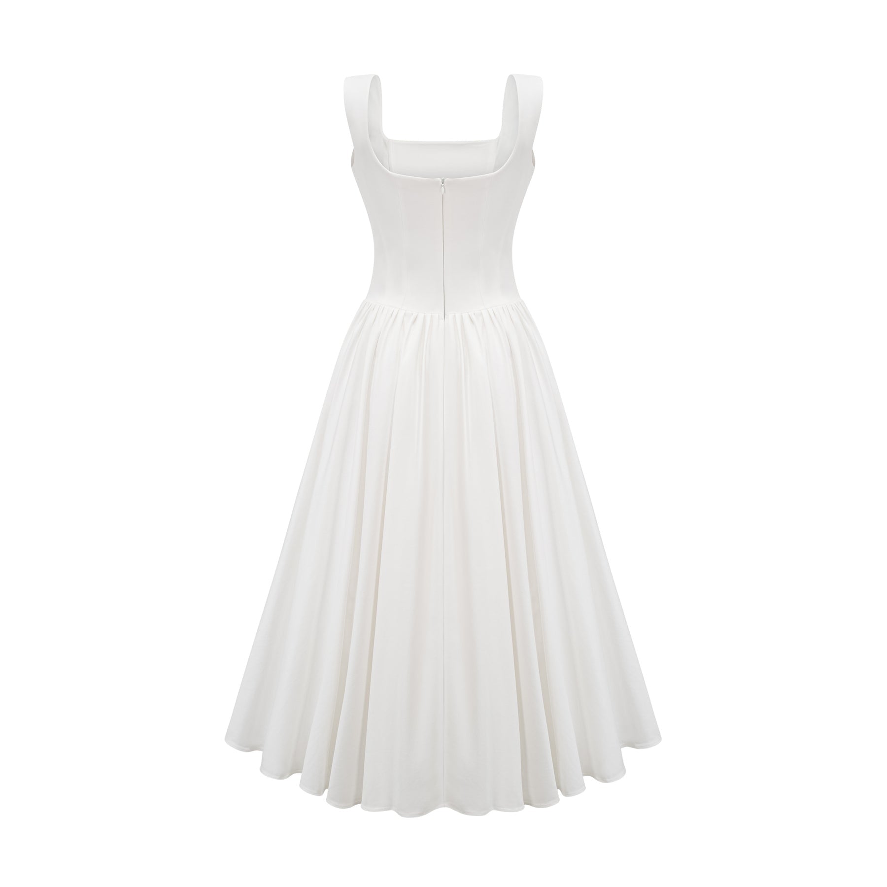 Sadie White Ankle - Length Corset Dress With Square Neckline