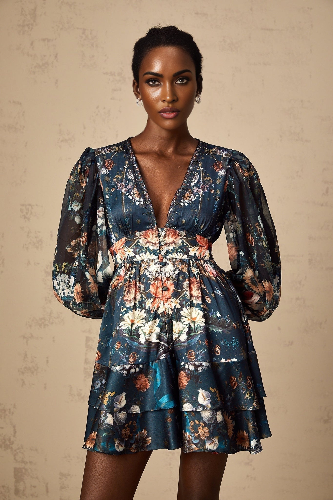 Sandra Mini Dress Blue Butterfly Crystal Embellished