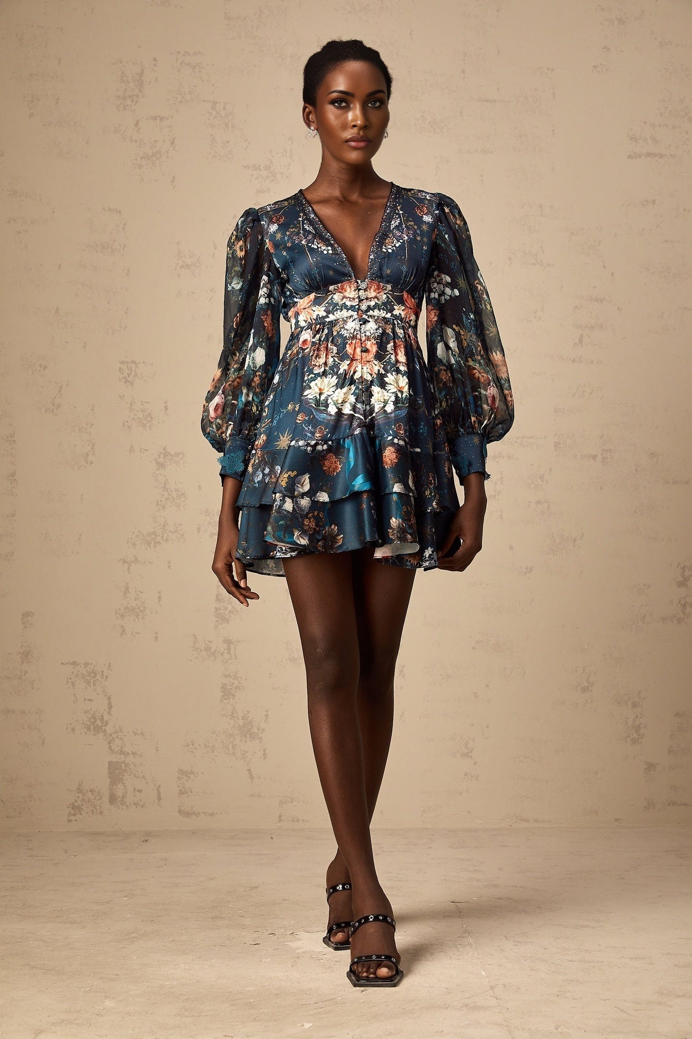 Sandra Mini Dress Blue Butterfly Crystal Embellished