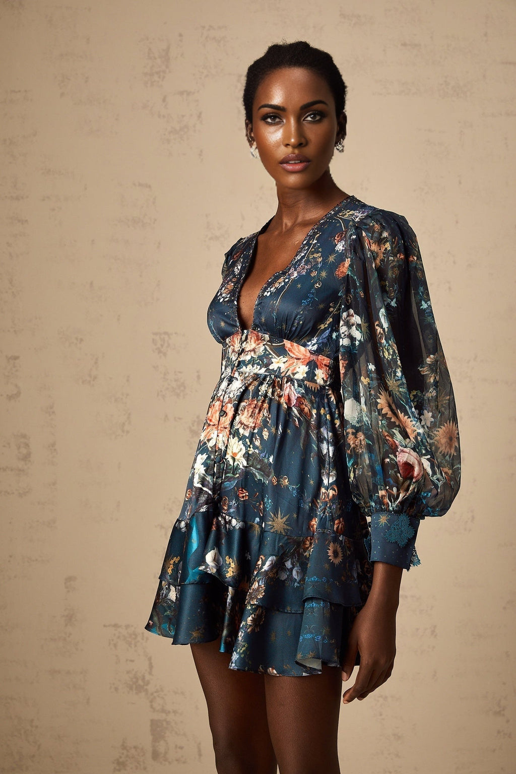 Sandra Mini Dress Blue Butterfly Crystal Embellished
