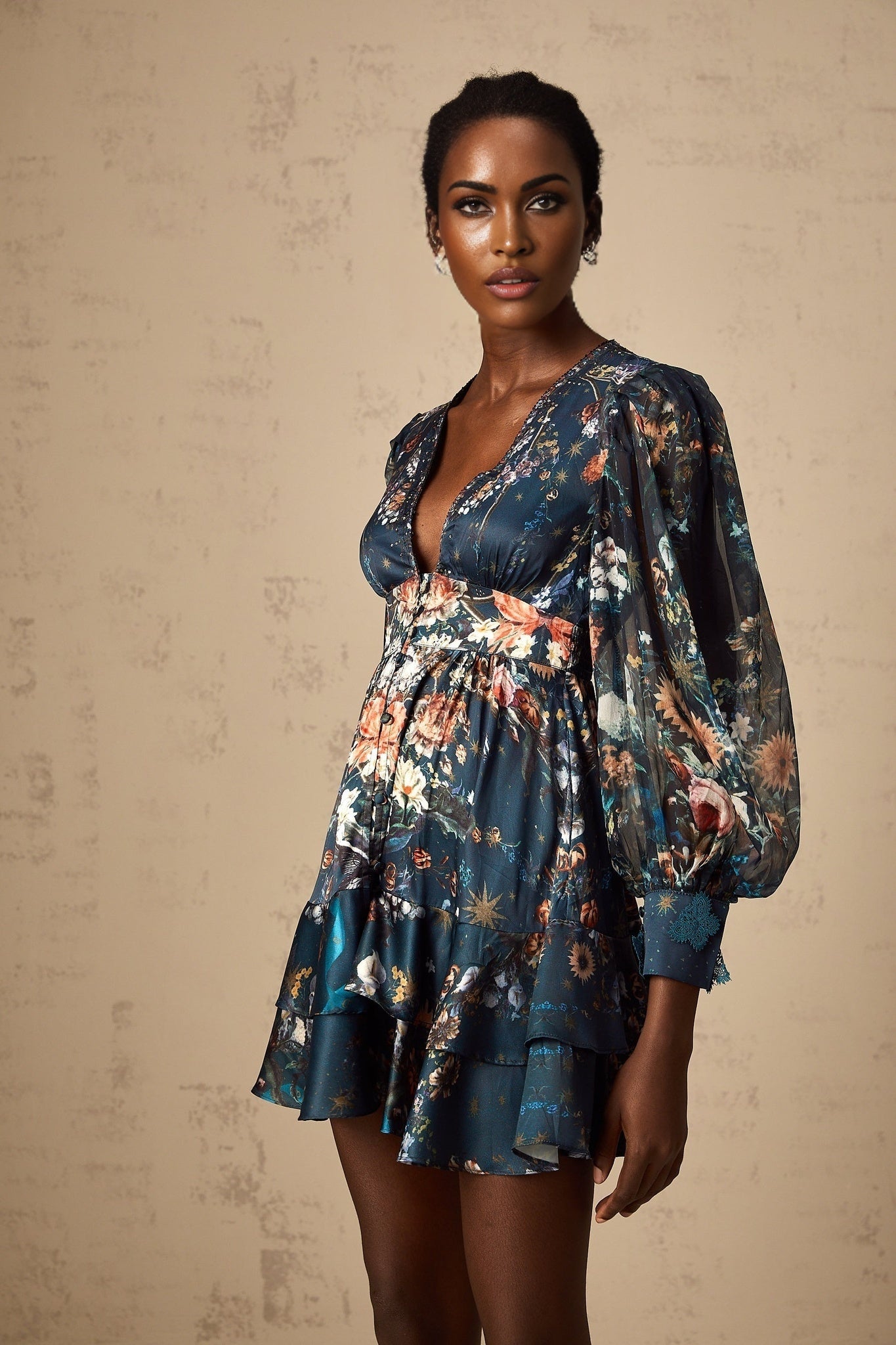 Sandra Mini Dress Blue Butterfly Crystal Embellished