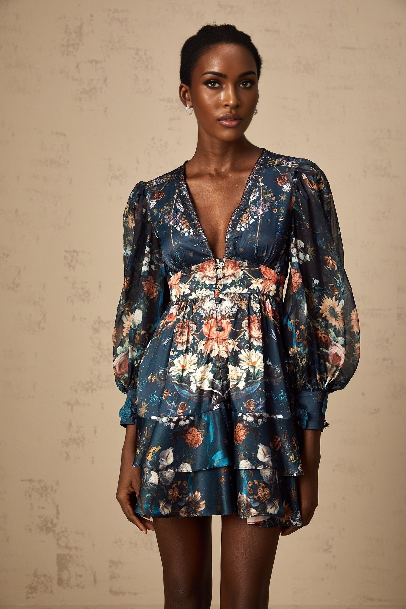 Sandra Mini Dress Blue Butterfly Crystal Embellished