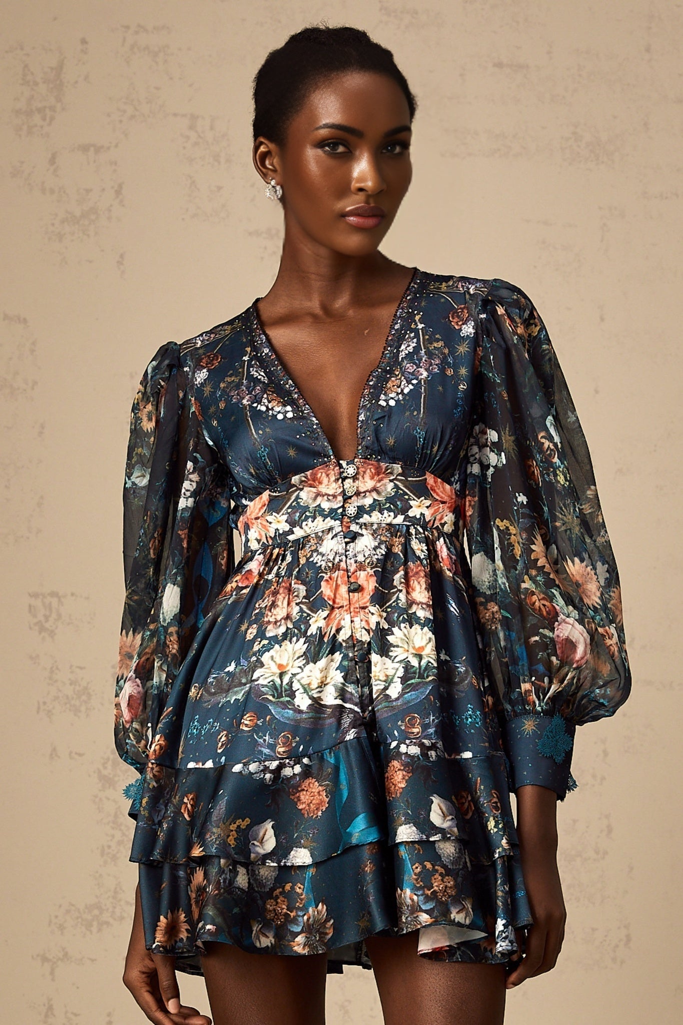 Sandra Mini Dress Blue Butterfly Crystal Embellished