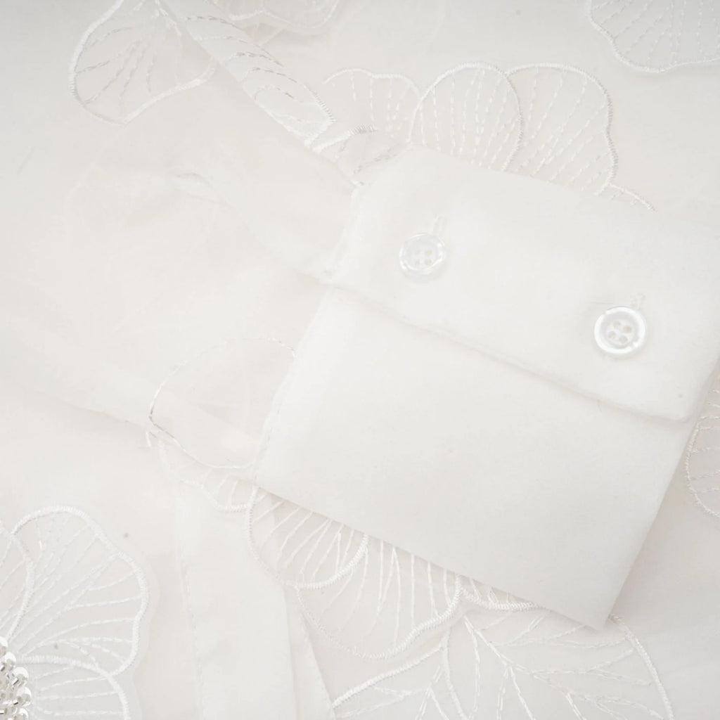 Sandra Shirt Sandra White Crystal Embellished Sheer Shirt