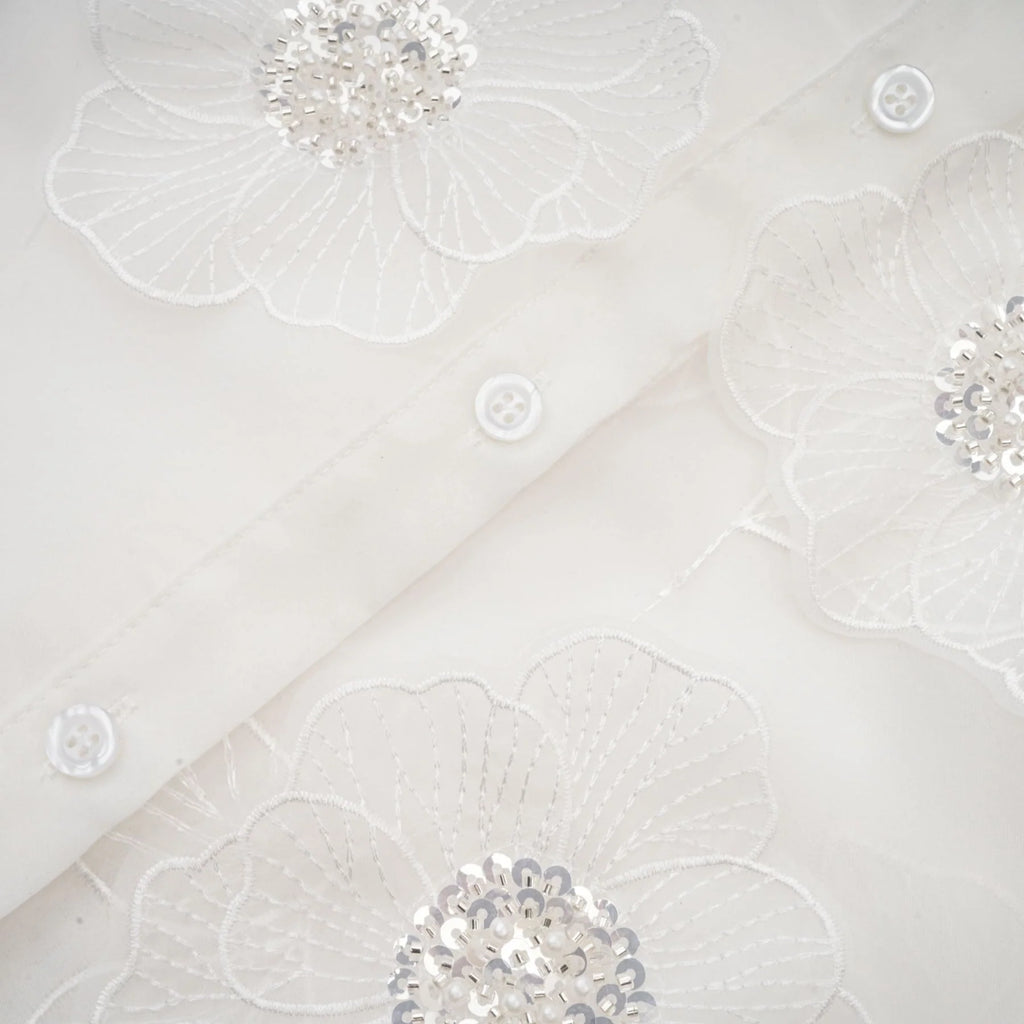 Sandra Shirt Sandra White Crystal Embellished Sheer Shirt