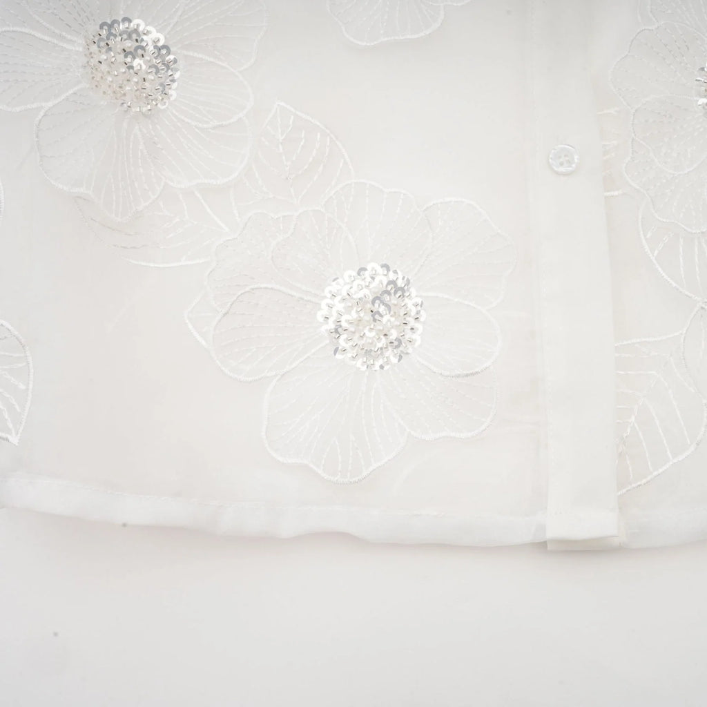 Sandra Shirt Sandra White Crystal Embellished Sheer Shirt