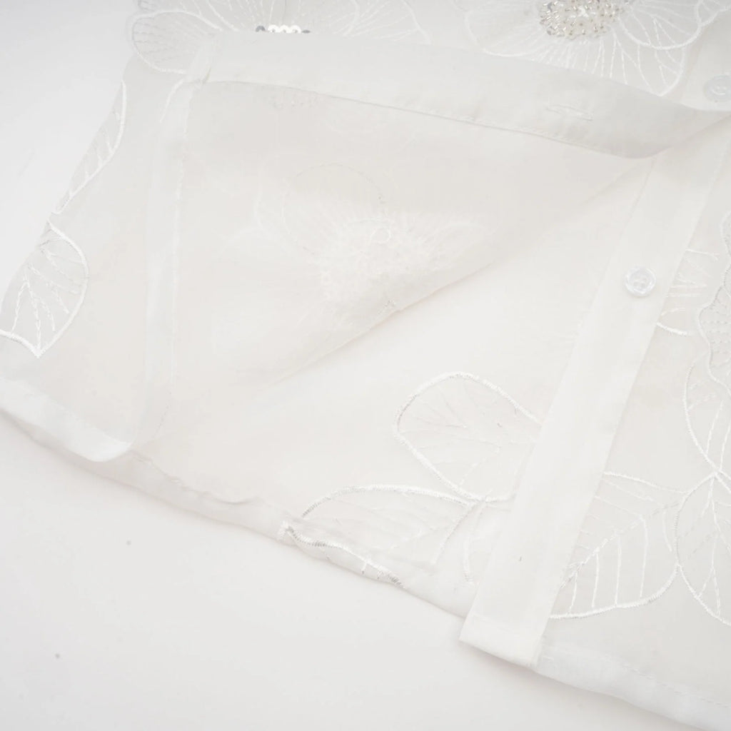 Sandra Shirt Sandra White Crystal Embellished Sheer Shirt