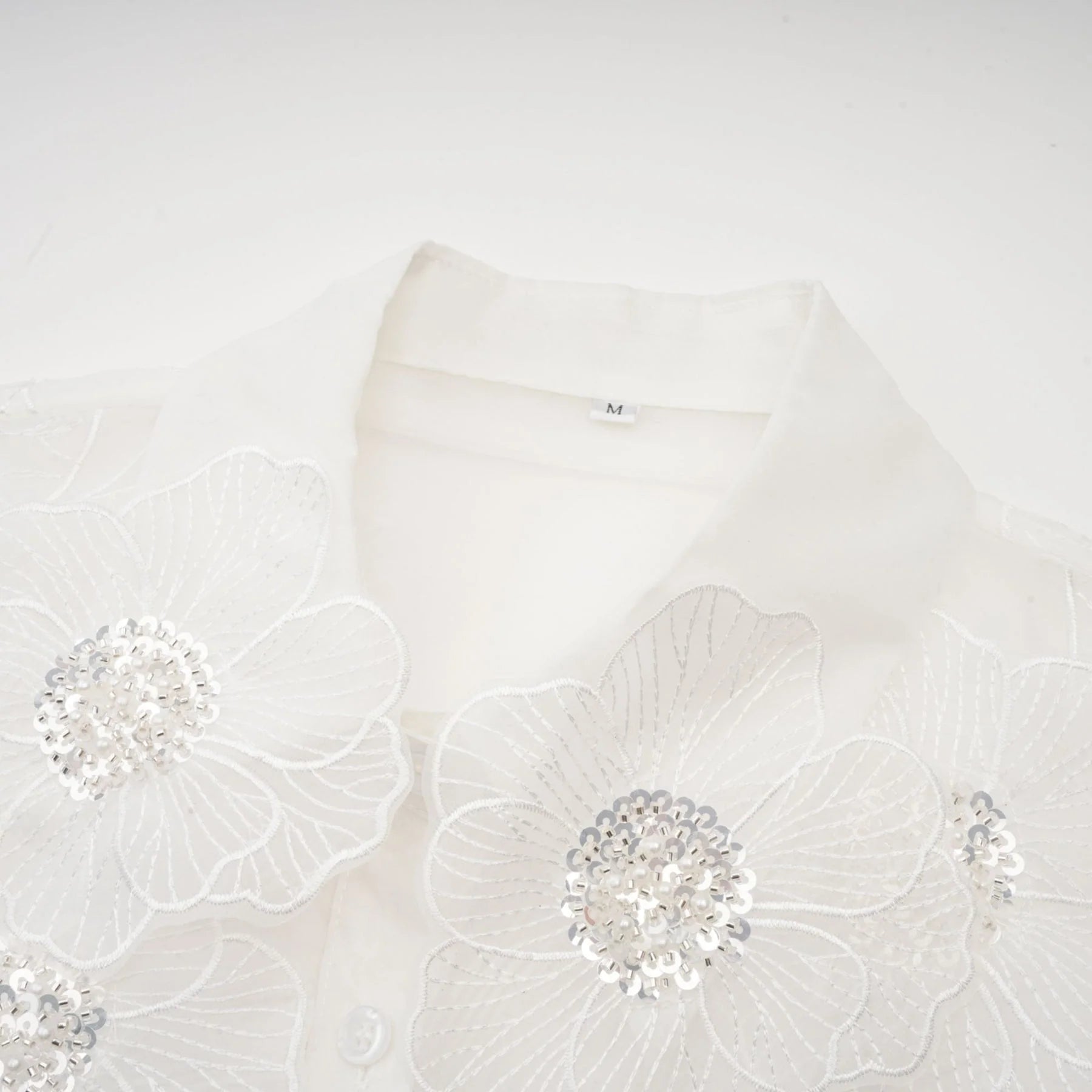 Sandra Shirt Sandra White Crystal Embellished Sheer Shirt