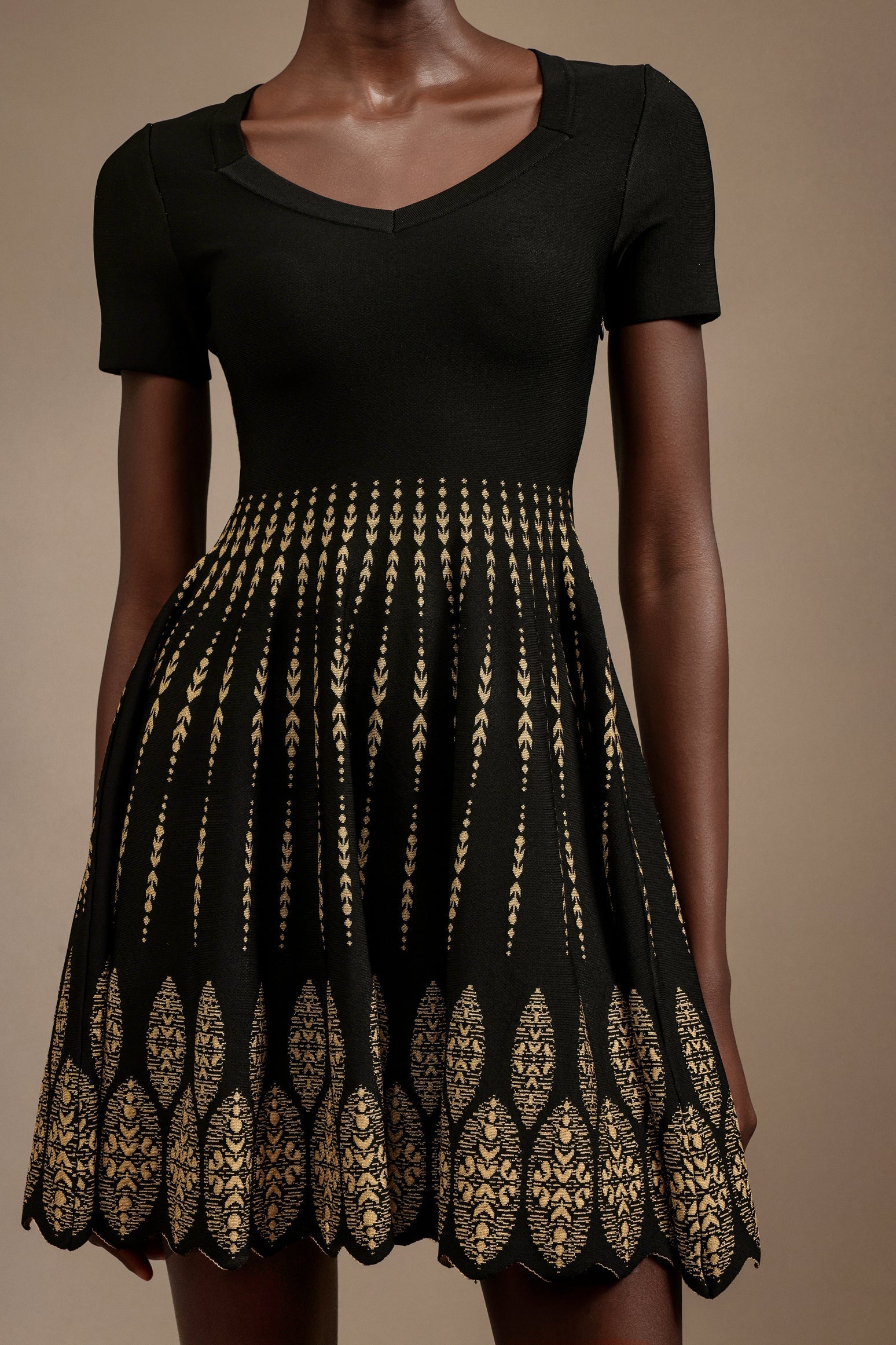 Santa Emilee Black Jacquard Mini Dress
