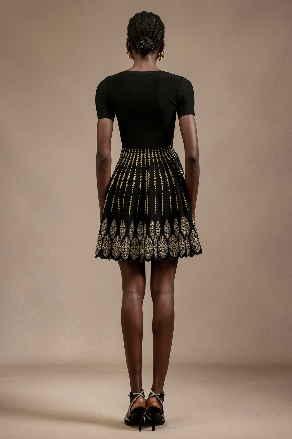 Santa Emilee Black Jacquard Mini Dress