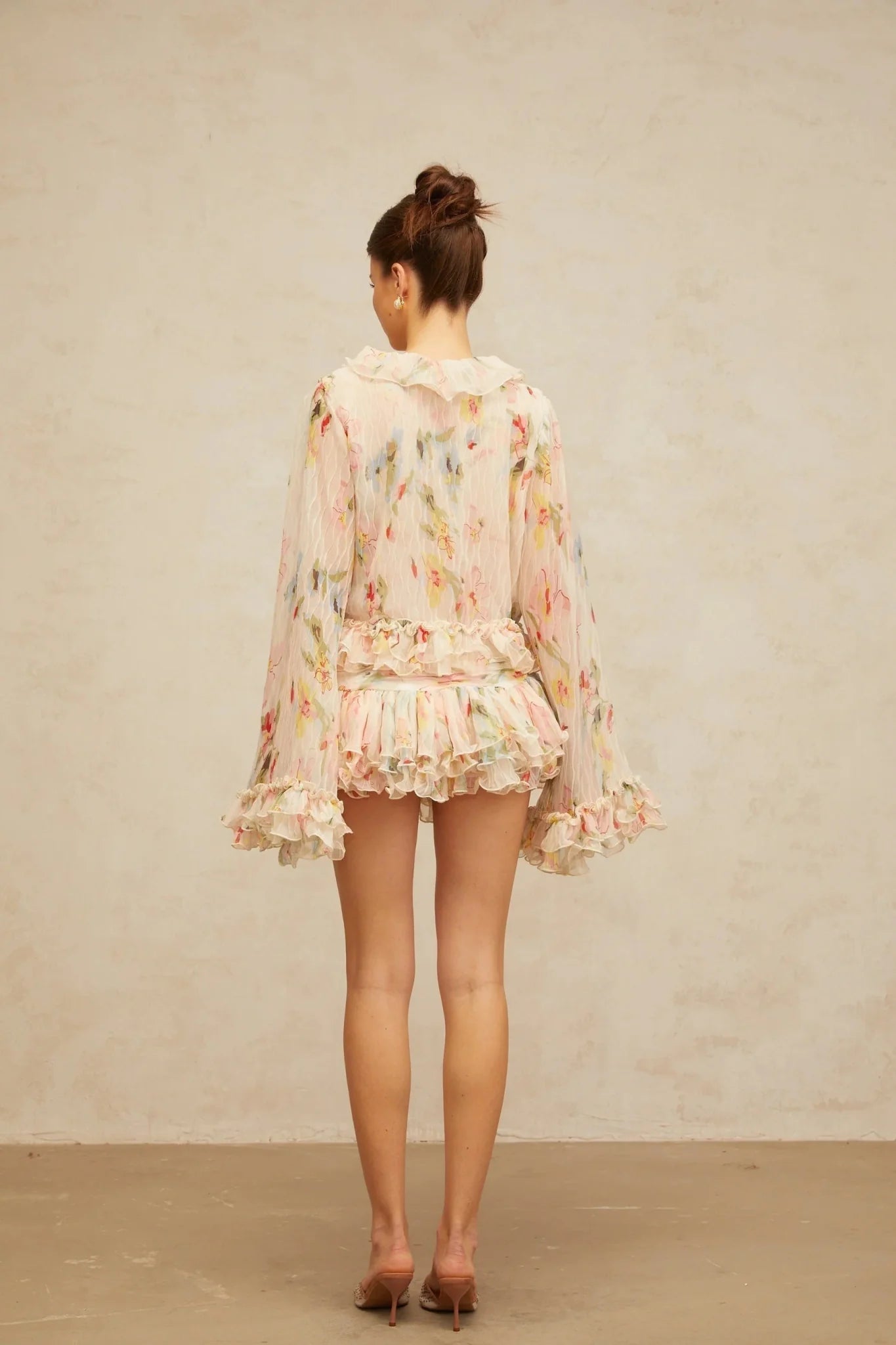 Sara Blouse & Skirt Set Floral Print Tiered Design