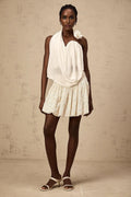 Sarah Top White Floral - Appliqu Halter - neck