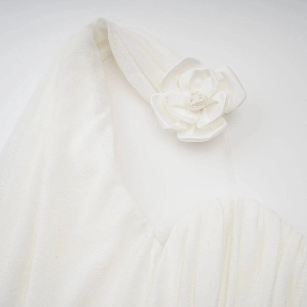 Sarah Top White Floral - Appliqu Halter - neck