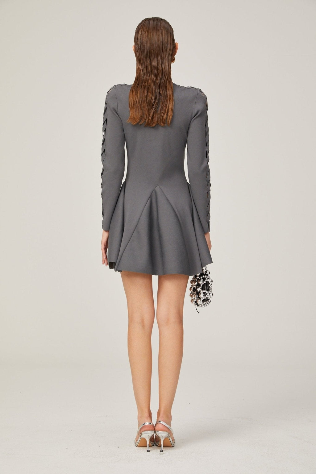 Sarai Mini Dress Sarai Grey Cut Out Flare Knit Mini Dress