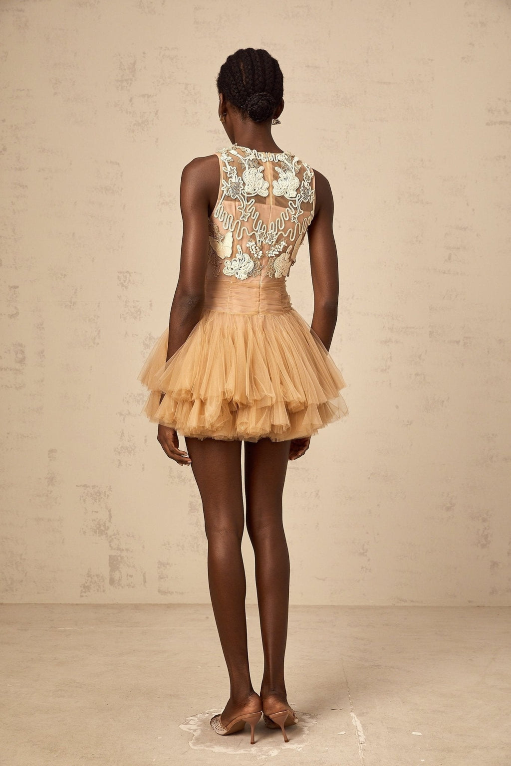 Sarai Mini Dress Sarai Tiered Crystal Lace White Khaki Dress