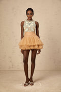Sarai Mini Dress Sarai Tiered Crystal Lace White Khaki Dress