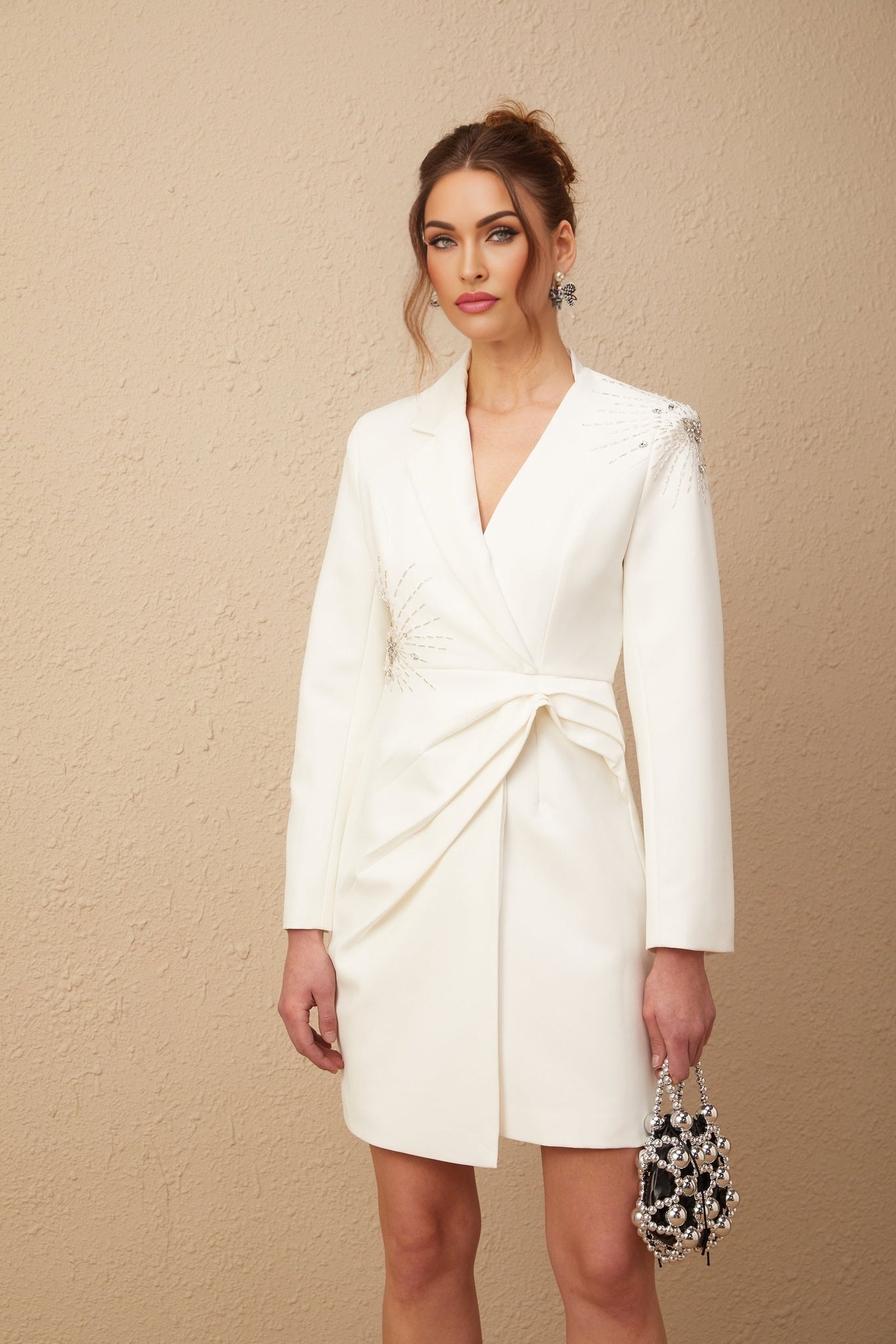 Savannah Blazer Crystal Embellished Asymmetric Dress