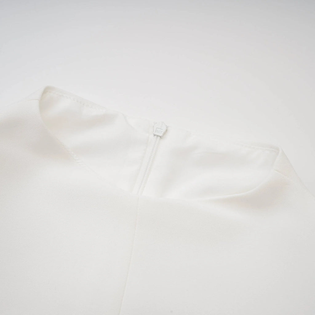 Serafina Dress Classic White & Black Ruffle Sleeve