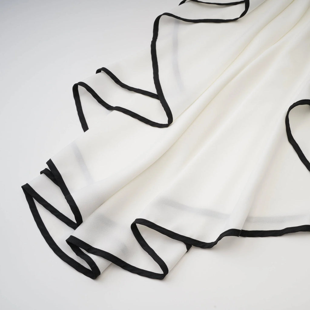 Serafina Dress Classic White & Black Ruffle Sleeve