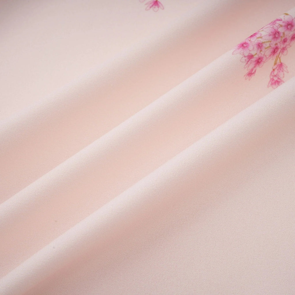 Serafina Floral Midi Dress in Striking Pink with Round - Neck & Puff Sleeves