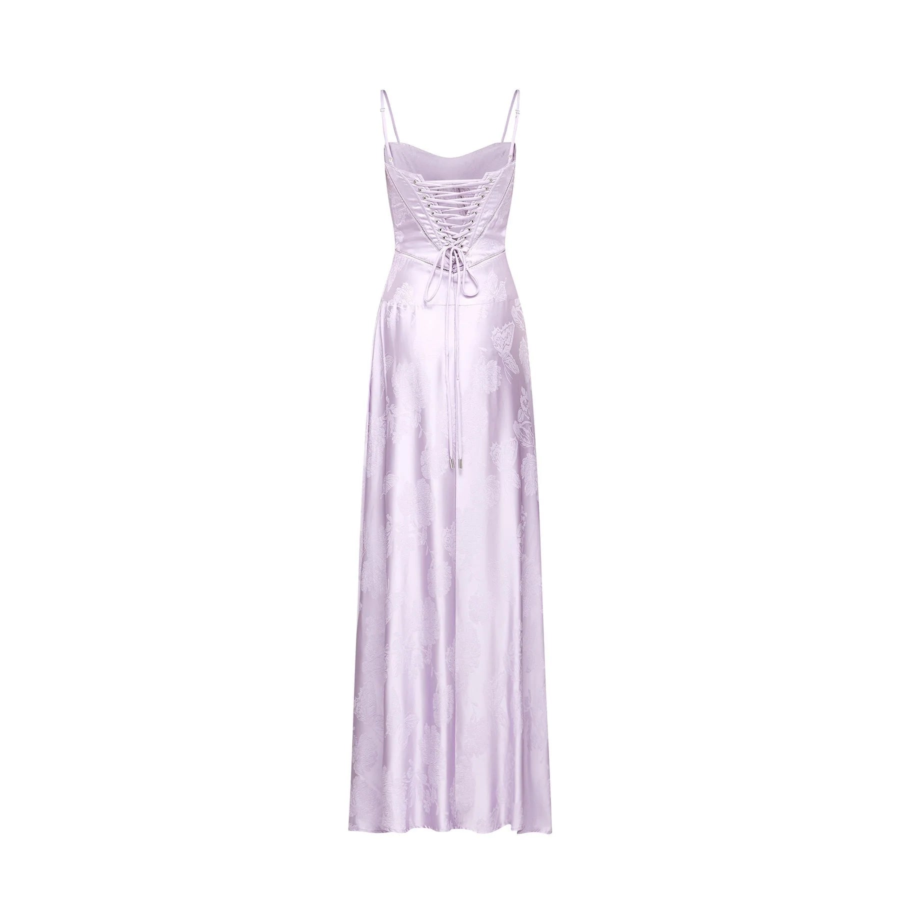 Seraphina Purple Jacquard Maxi Dress with Spaghetti Straps