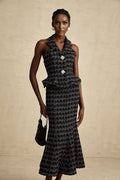 Serena Skirt & Top Set Black Tweed Crystal Check Matching Outfit