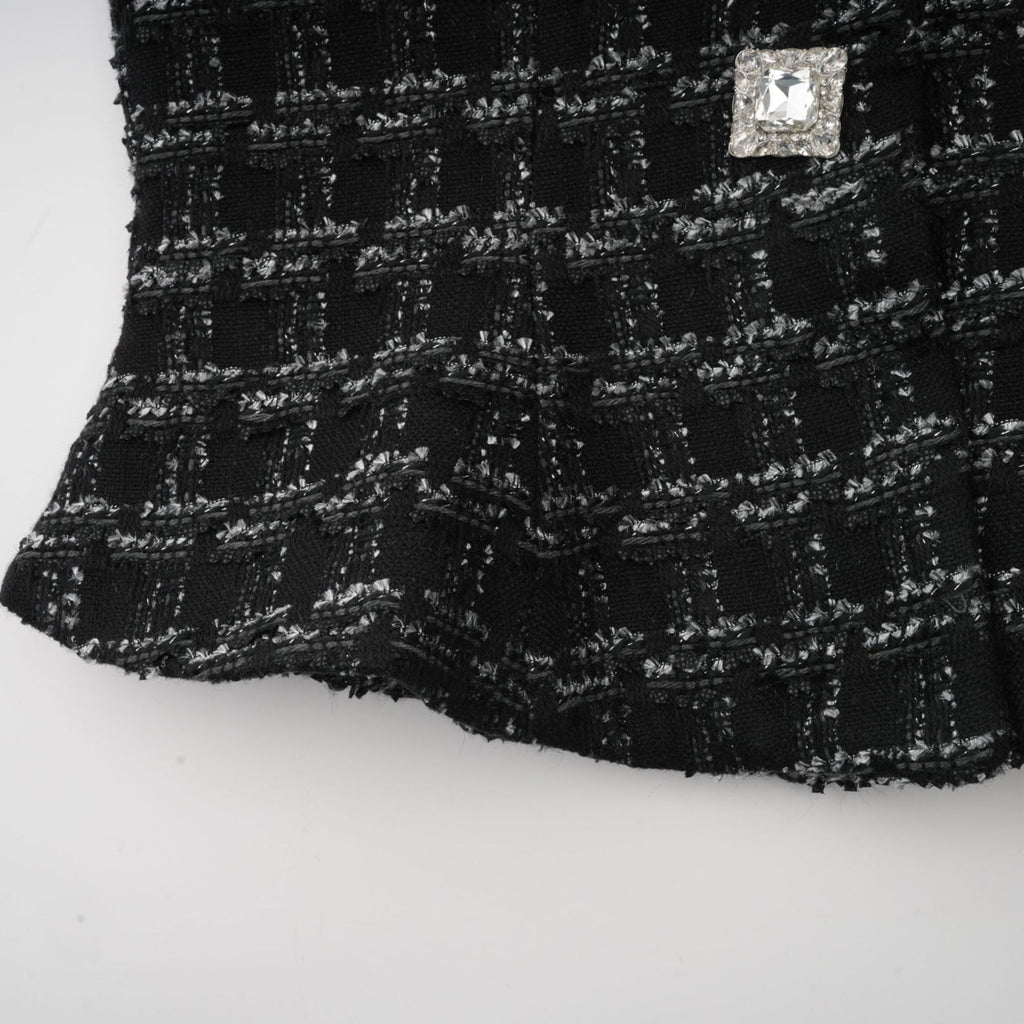 Serena Skirt & Top Set Black Tweed Crystal Check Matching Outfit