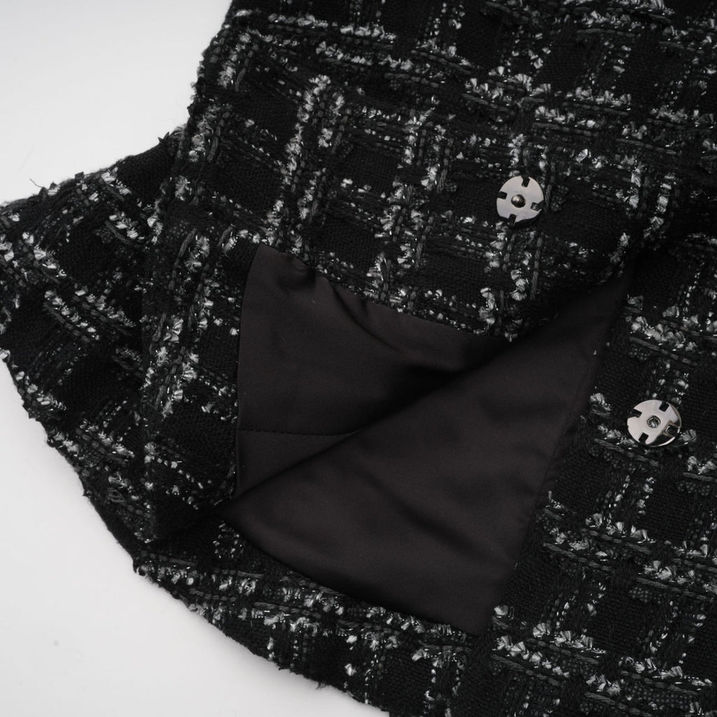 Serena Skirt & Top Set Black Tweed Crystal Check Matching Outfit