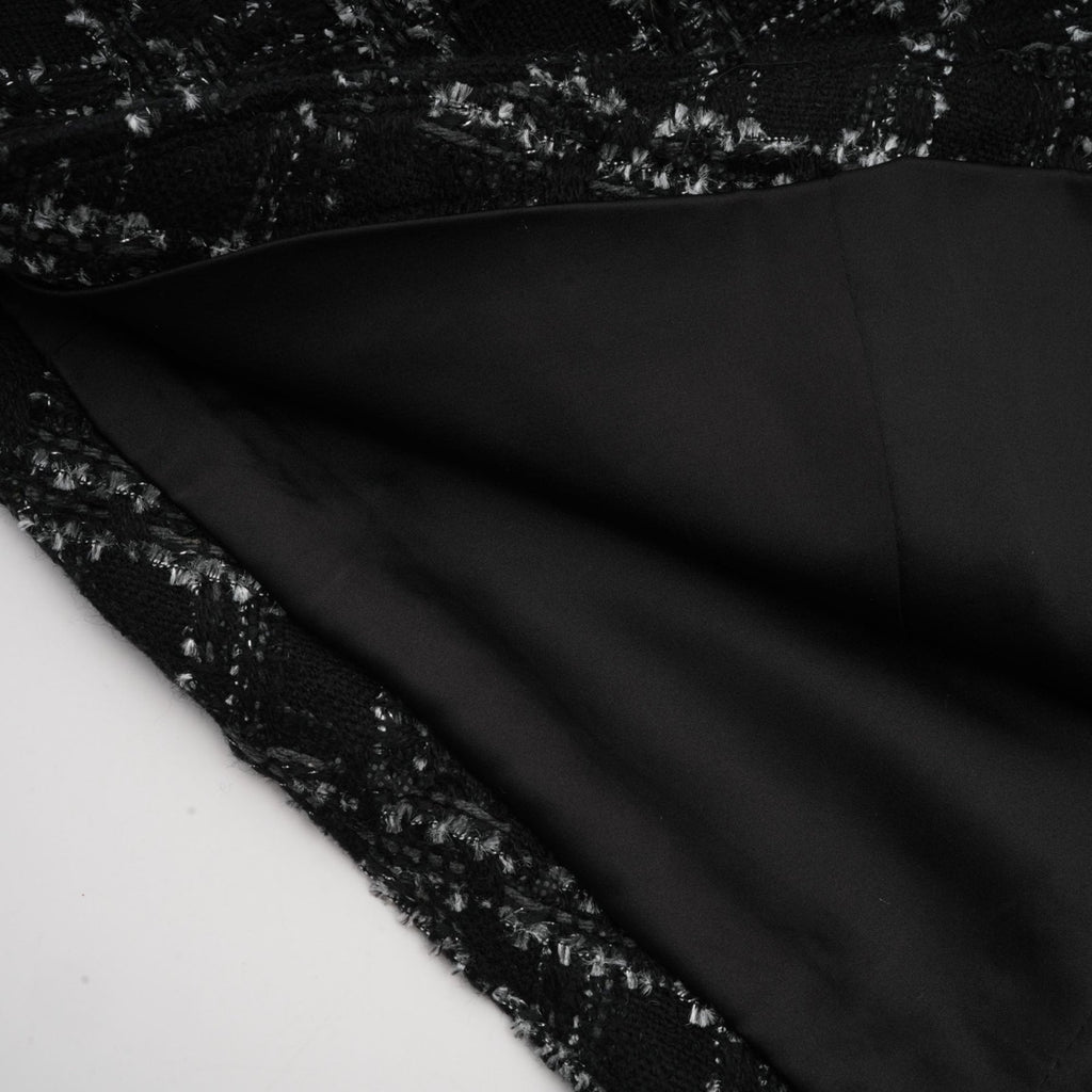 Serena Skirt & Top Set Black Tweed Crystal Check Matching Outfit