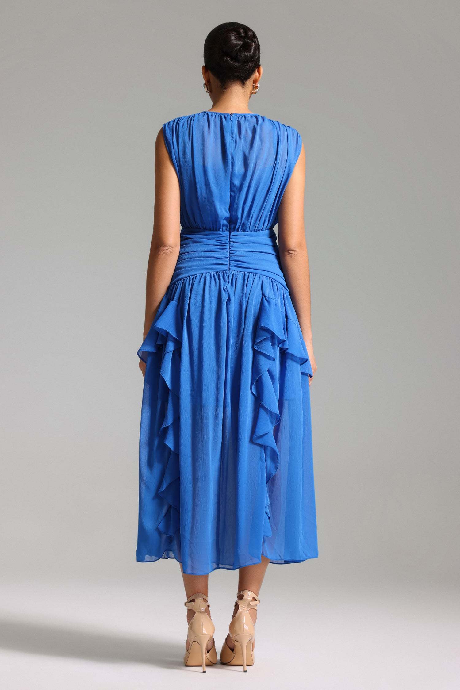 Serenity Blue Ruffled Hem Dress