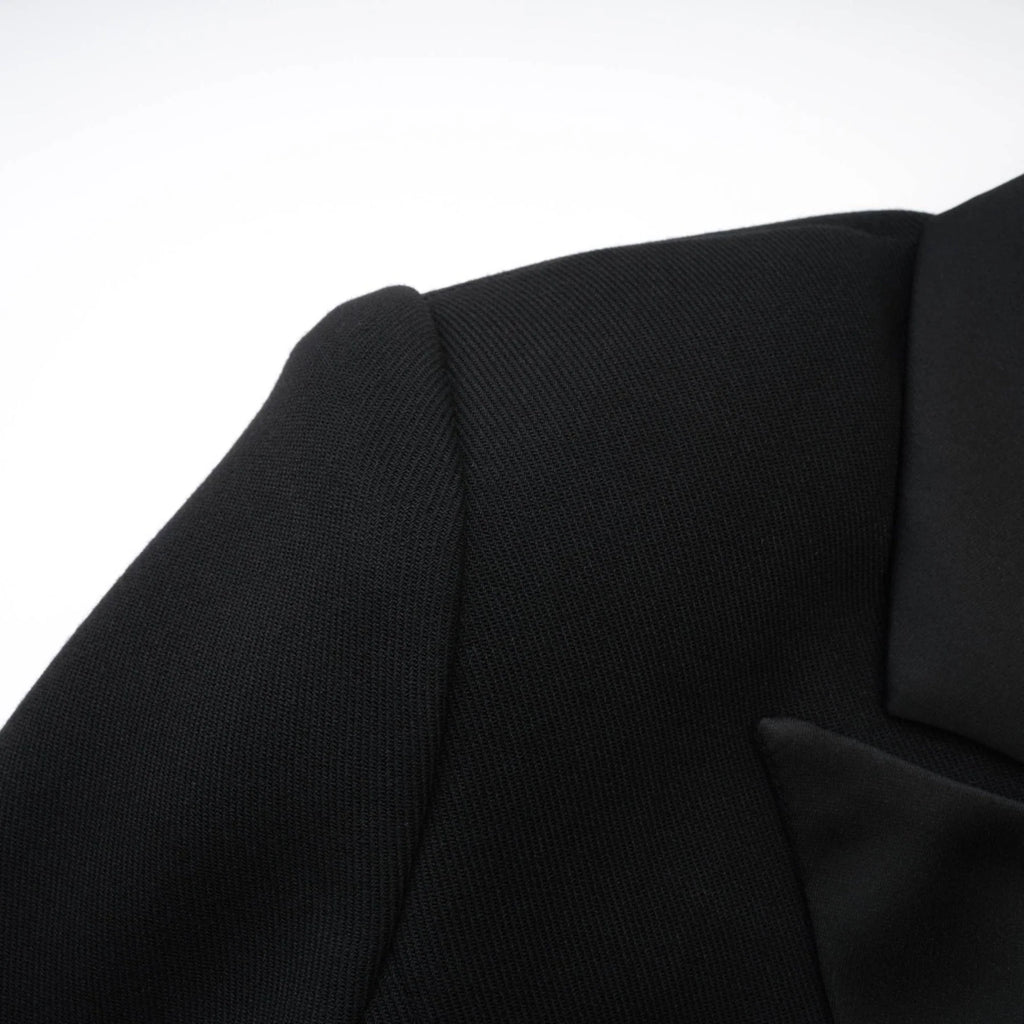 Serenity Coat Black Double Breasted Long Wool Blend