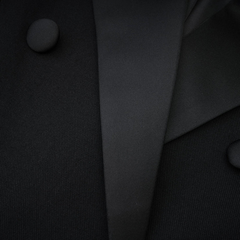 Serenity Coat Black Double Breasted Long Wool Blend