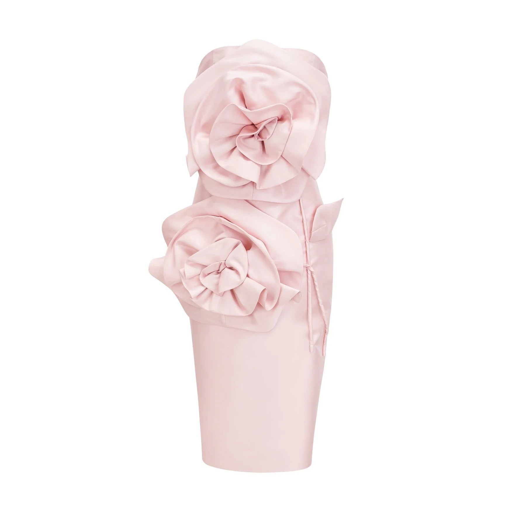 Serenity Midi Dress Pink Faux Flower Off Shoulder Style