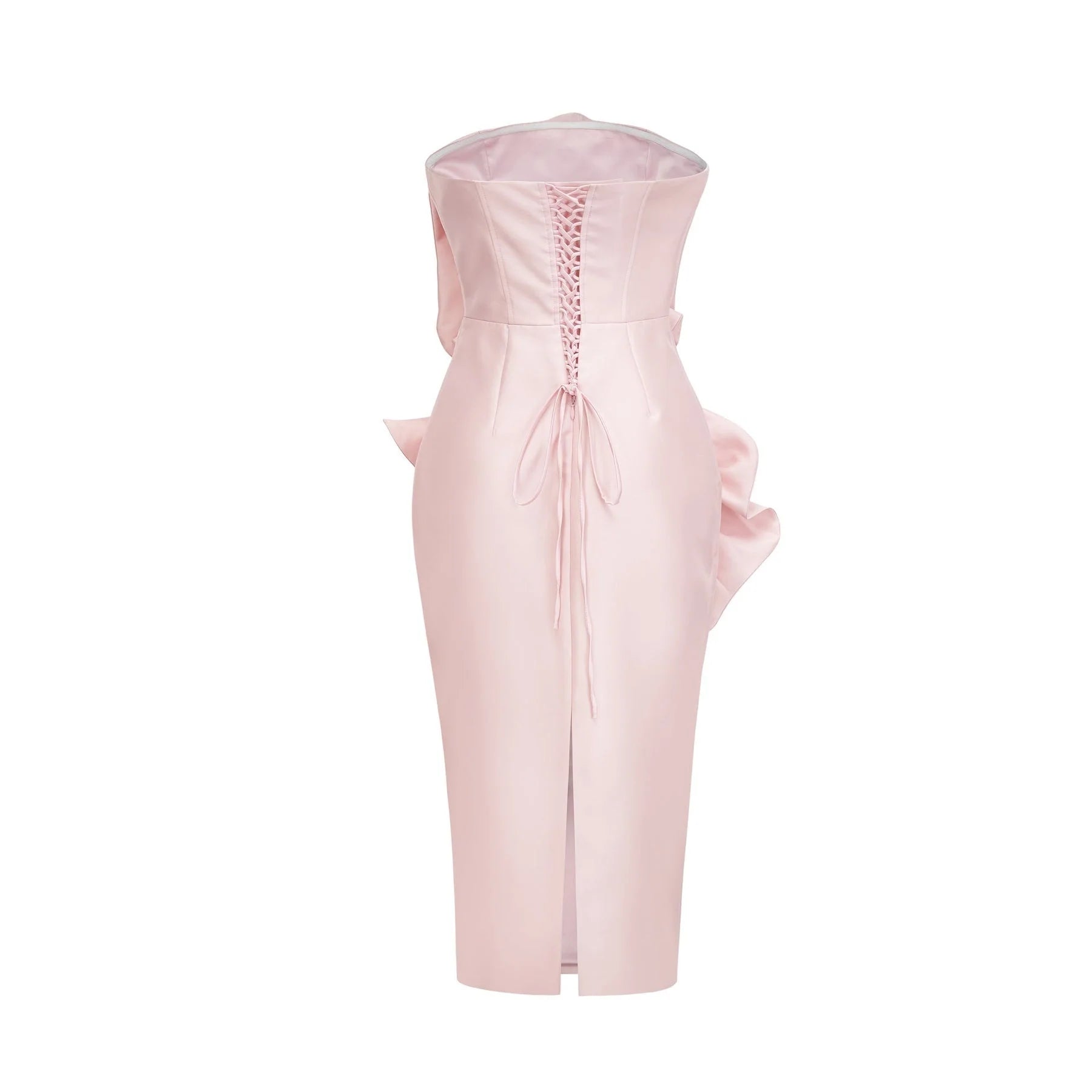 Serenity Midi Dress Pink Faux Flower Off Shoulder Style