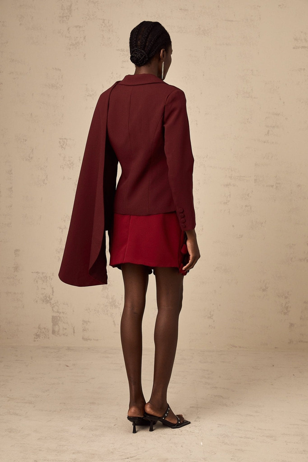 Shayla Jacket with Shawl Detailing in Wine