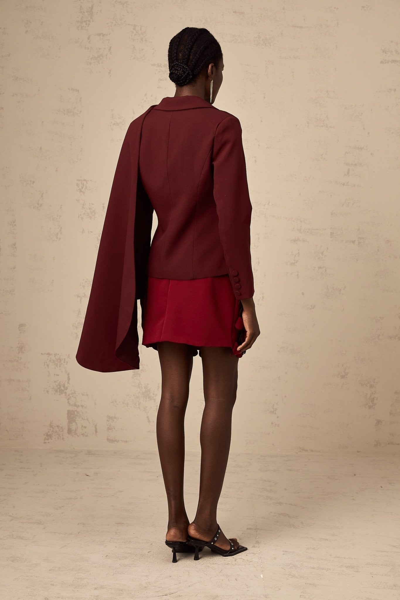 Shayla Jacket with Shawl Detailing in Wine