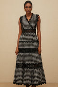 Shayla Maxi Dress - Sleeveless V - neck - Cut - Out Lace Panel - Scallop Trim