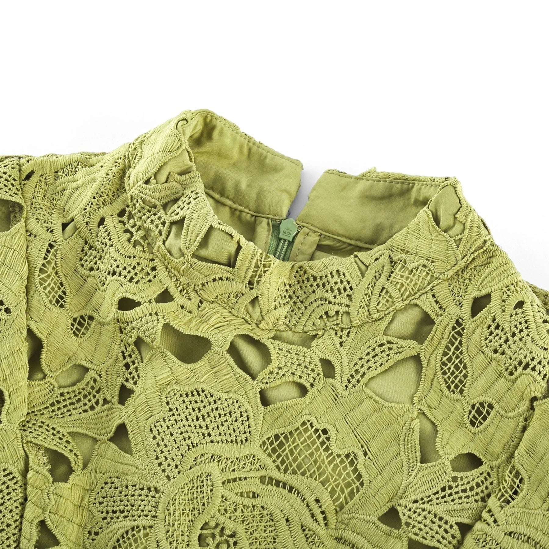 Shayla Mini Dress Green Floral Embroidered Cut Out ALine